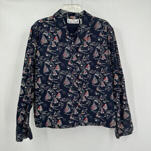 Sara‎ Studio Women Top Size L Nautical Sailboat Coastal Grandma Sailor Maritime